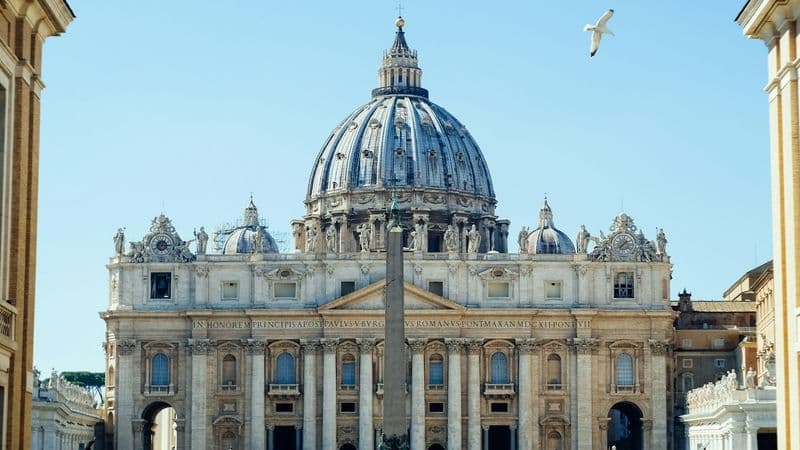 The façade and dome of St. Peter’s Basilica in Vatican City
